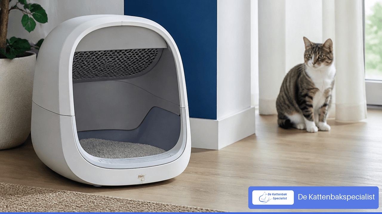 Automatische kattenbak met fijne kattenbakvulling die aan de binnenkant blijft plakken
