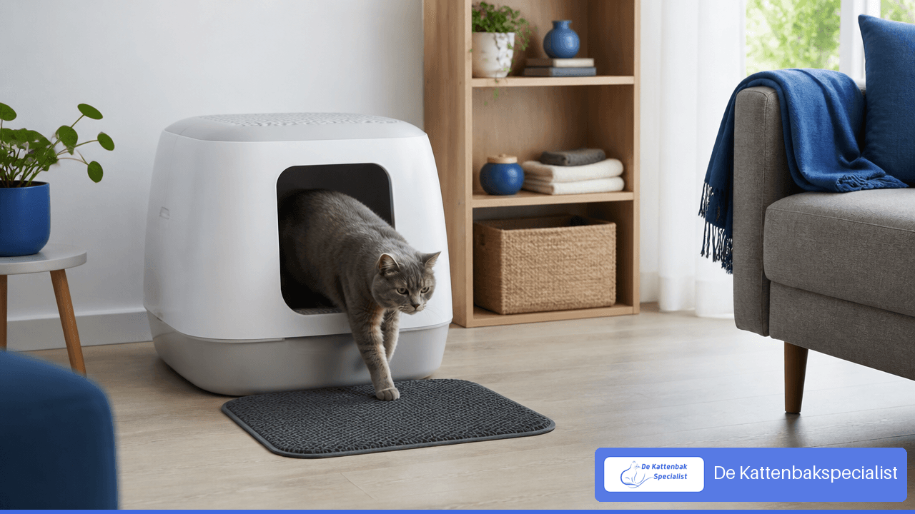 Automatische kattenbak met lage instap voor een senior kat