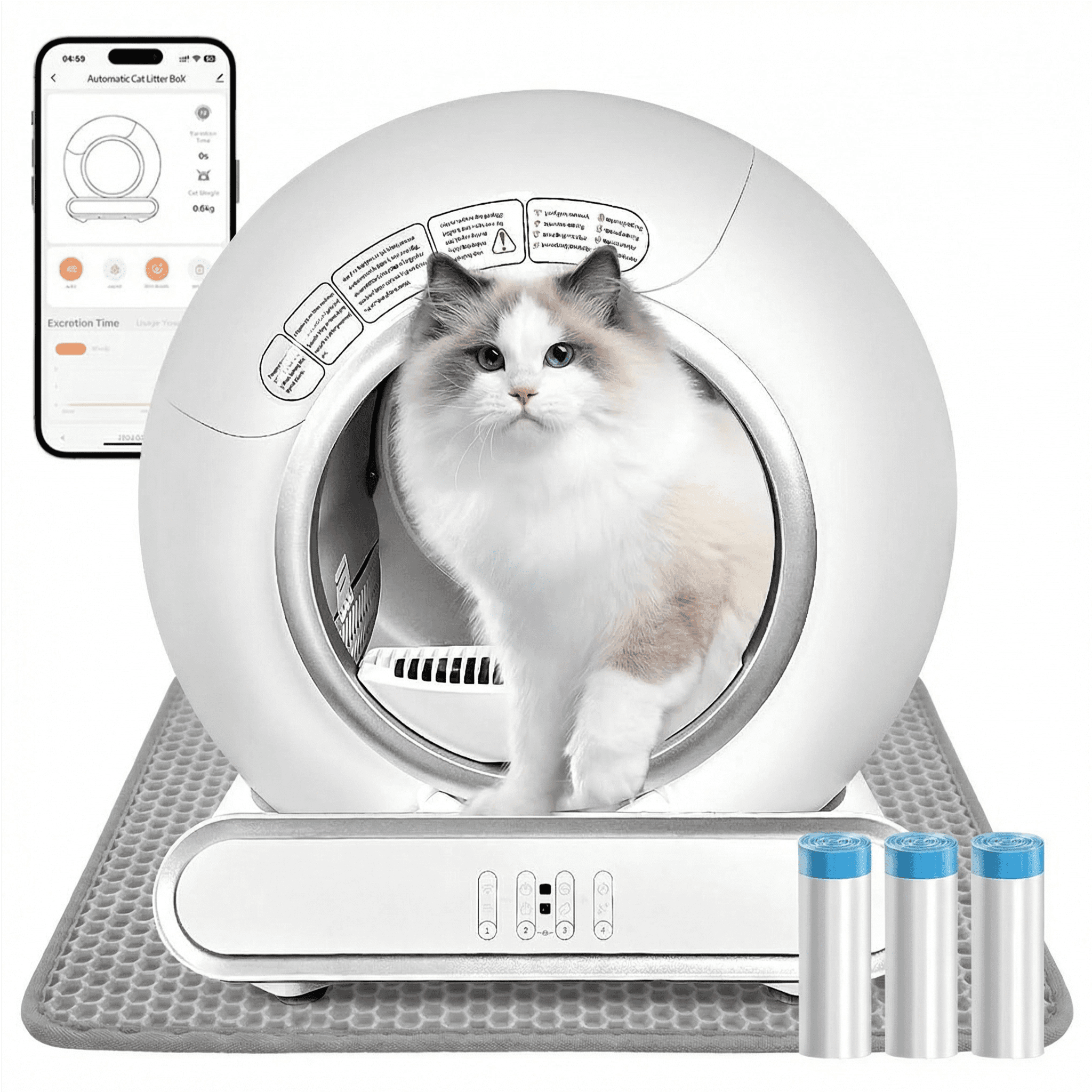 2024 Model Bundel - Zelfreinigende Kattenbak + Mat + Zakken