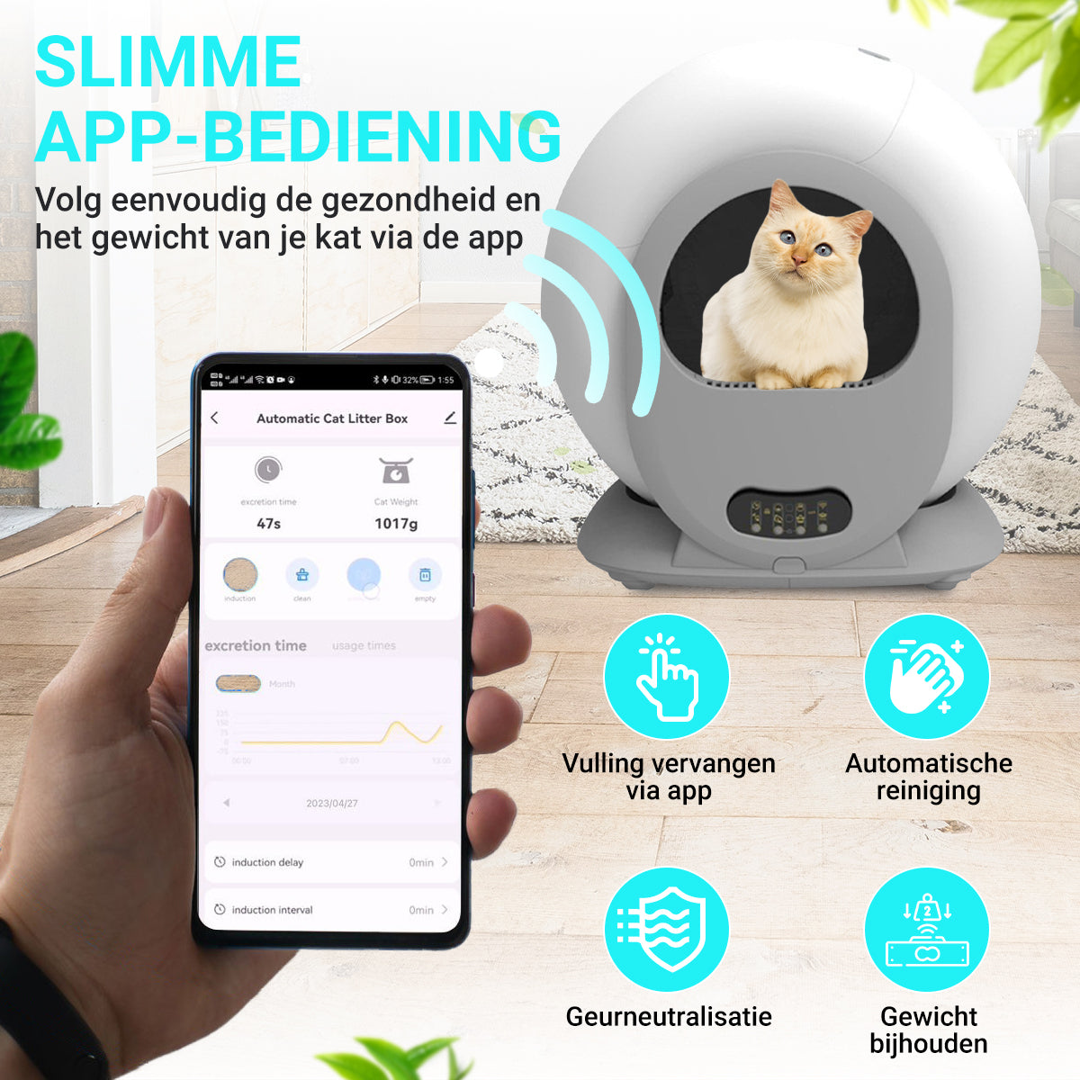 Zelfreinigende kattenbak XXL 2023 Model - Volautomatisch - Dekattenbakspecialist