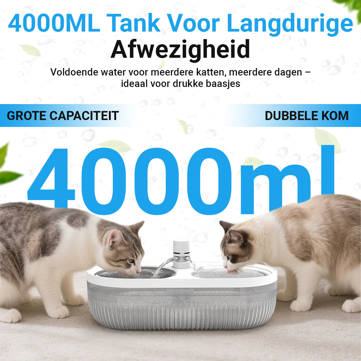 Slimme Drinkfontein Voor Katten En Honden – 4L Waterdispenser Met App, Sensor En 3 Standen