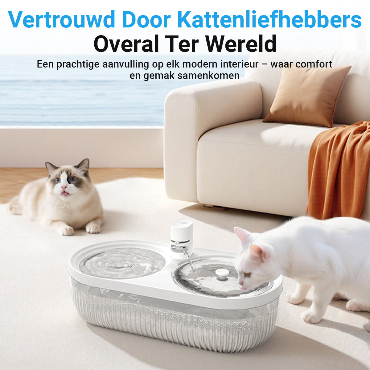 Slimme Drinkfontein Voor Katten En Honden – 4L Waterdispenser Met App, Sensor En 3 Standen